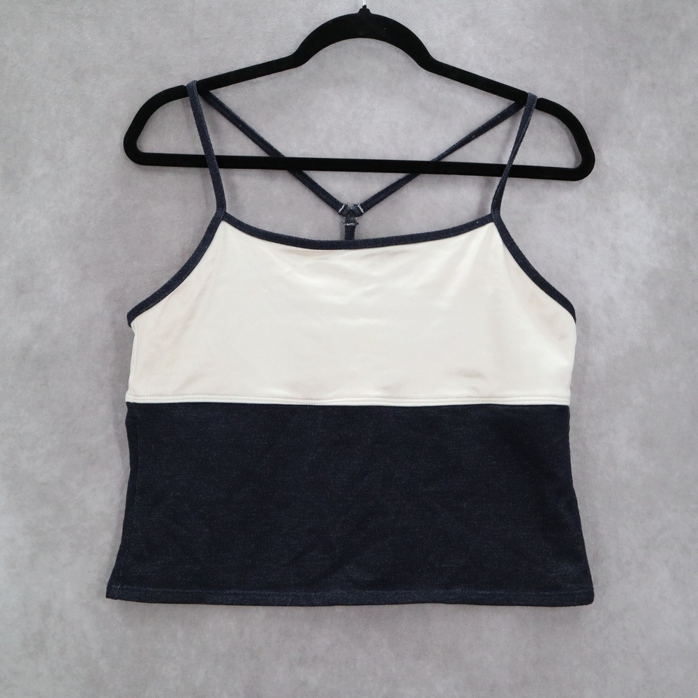 Ocean Gear Blue White‎ Racerback Strap Crop Swim Beach Tankini Tank Top XL